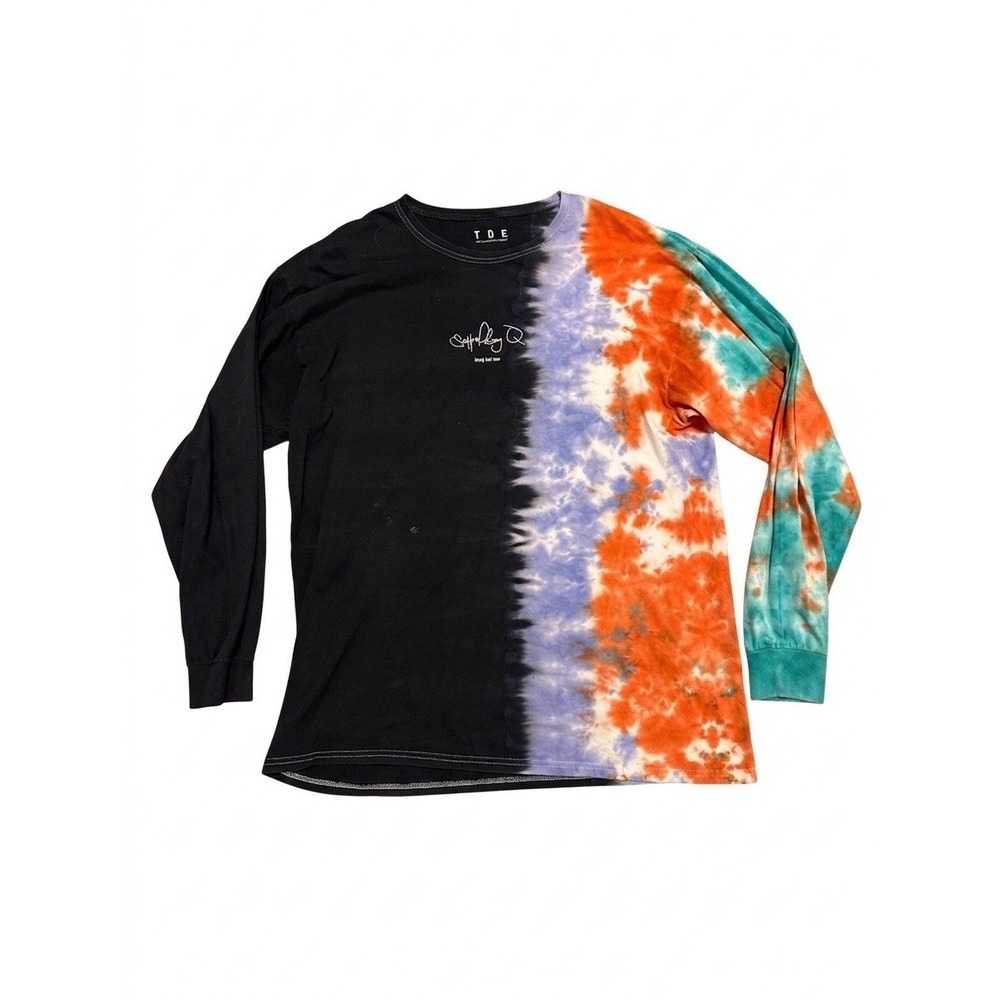 TDE T-Shirt Mens Black Sz L Schoolboy Q Blank Face Tour Tye Dye Multi-Color
